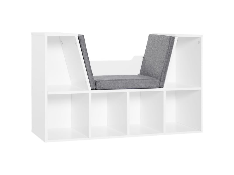  Étagère avec siège intégré 102 x 30 x 61 cm, 6 compartiments, banc rembourré, meuble multifonction pour bureau, salon et chambre  - Conforama A
