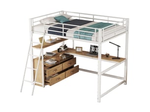 Lit mezzanine 140x200 cm REDOM   coloris blanc