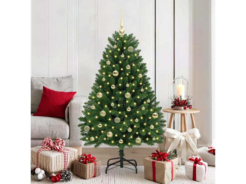  Sapin de noël, arbre de noël artificiel 150 cm 150 led blanc chaud vert shl7527  - Conforama B