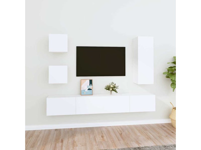  Ensemble de meubles tv 5 pcs blanc bois d'ingénierie shl79770  - Conforama B