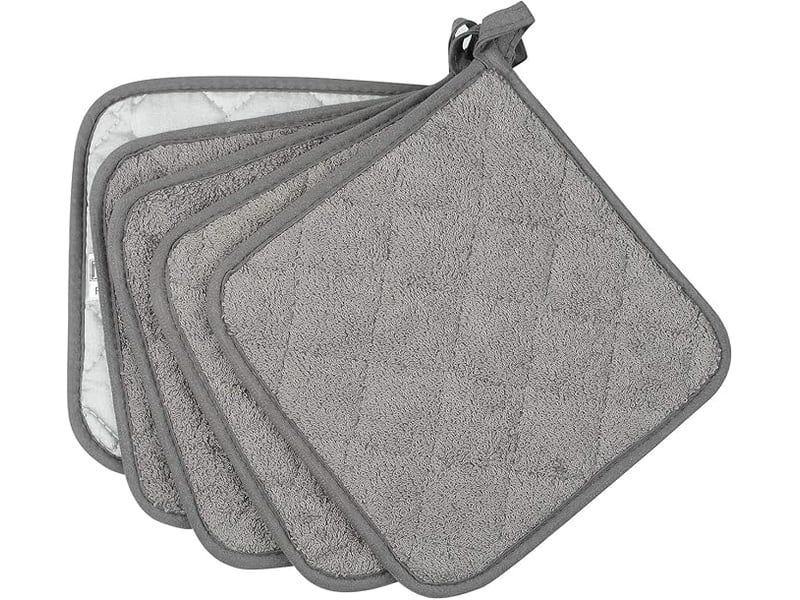  Lot de 5 maniques de cuisine résistantes à la chaleur - dessous de plat pour four - maniques en tissu éponge - pour la cuisson et la pâtisserie(gris)  - Conforama B