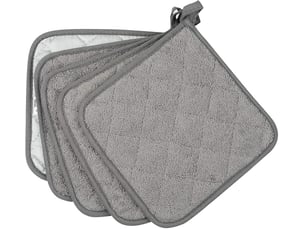 Lot de 5 maniques de cuisine résistantes à la chaleur - dessous de plat pour four - maniques en tissu éponge - pour la cuisson et la pâtisserie(gris)