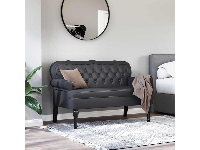  Banc chesterfield, canapé 2 places noir 119,5x64,5x75 cm cuir synthétique  - Conforama C
