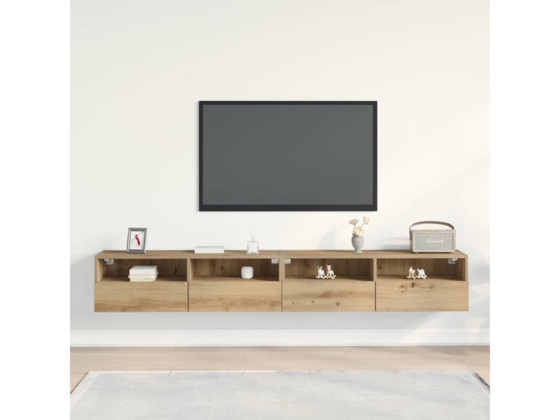 Meuble tv - banc tv - meuble de rangement mural 2 pcs chêne artisanal bois d'ingénierie  - Conforama D