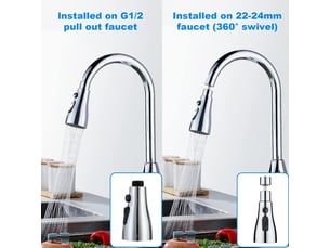 Douchette d'évier de cuisine 360° – robinet 3 modes, embout
