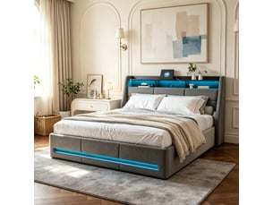 Lit coffre 160x200 cm    coloris gris