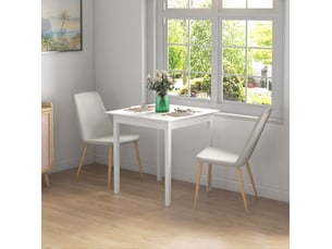 Table 75 x 75 cm blanche en bois, pour 2 personnes, style campagne, idéale cuisine et salle à manger