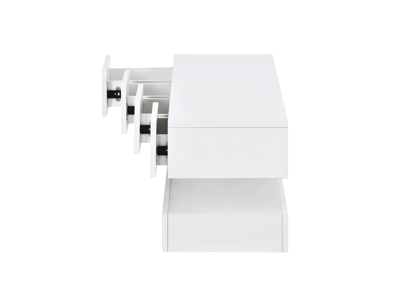  Meuble tv mural led suspendu blanc 130 cm pour téléviseur jusqu'à 55 pouces avec 4 tiroirs  - Conforama C
