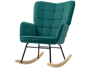 Fauteuil à bascule rocking chair revêtement en velous structure en acier 71 x 98 x 101 cm vert