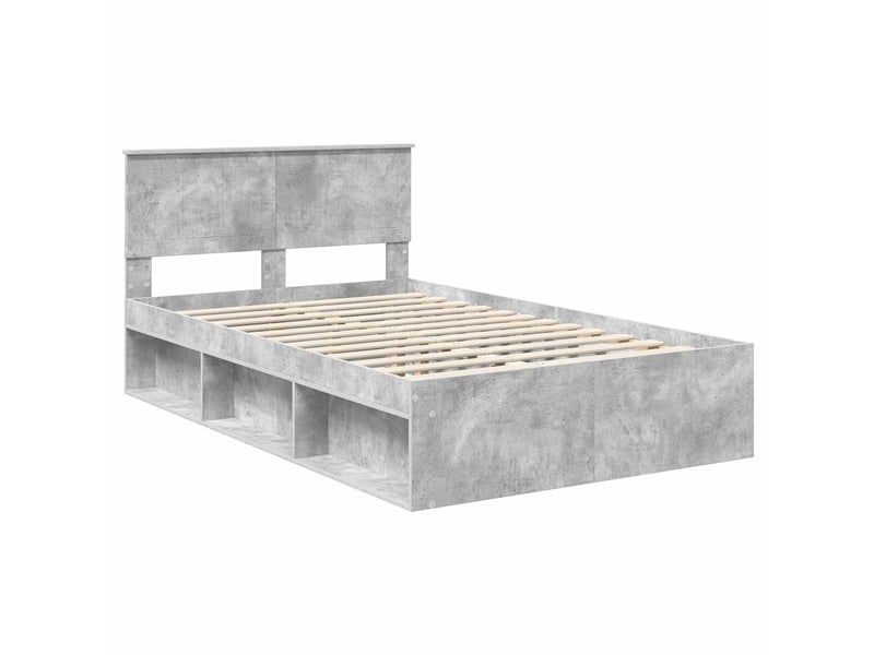  Lit double- lit adulte -  cadre de lit avec tête de lit béton 120 x 200 cm pin massif  - Conforama C