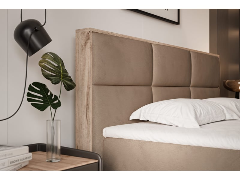  Lit coffre lavio - 120x200 cm - avec sommier et surmatelas - velours dense - marron clair LAVIO - Conforama D
