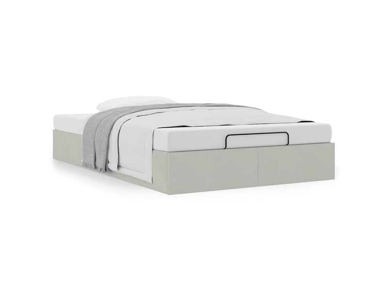  Lit double- lit adulte -  cadre de lit ottoman sans matelas gris clair 120x200 cm velours  - Conforama C