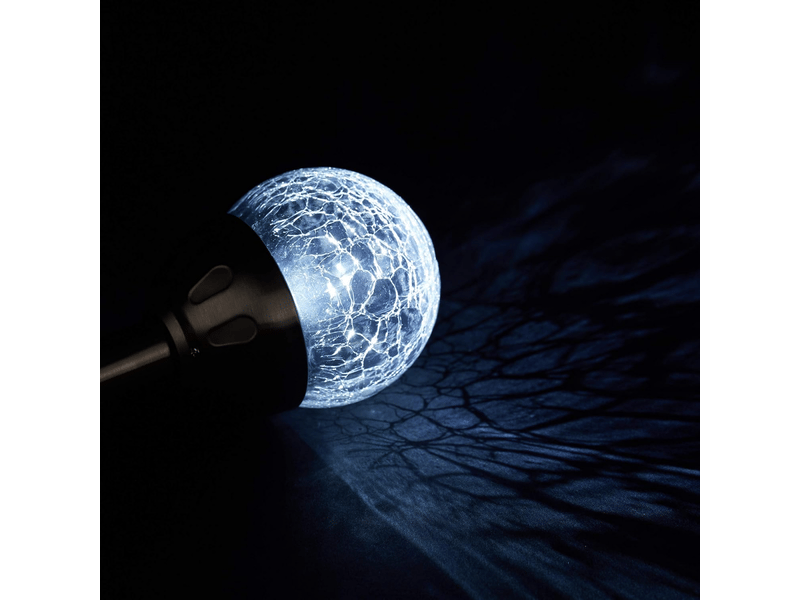  Boule de cristal pour jardin en jeu de 4, lampes solaires à effet de verre, résistante à l'eau, lumière blanche argentée  - Conforama B