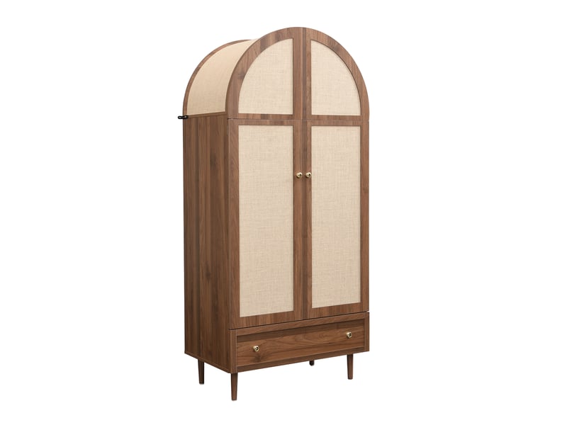  Armoire avec tiroir 79x50x175 cm portes revêtues de tissu mdf noyer et beige  - Conforama A