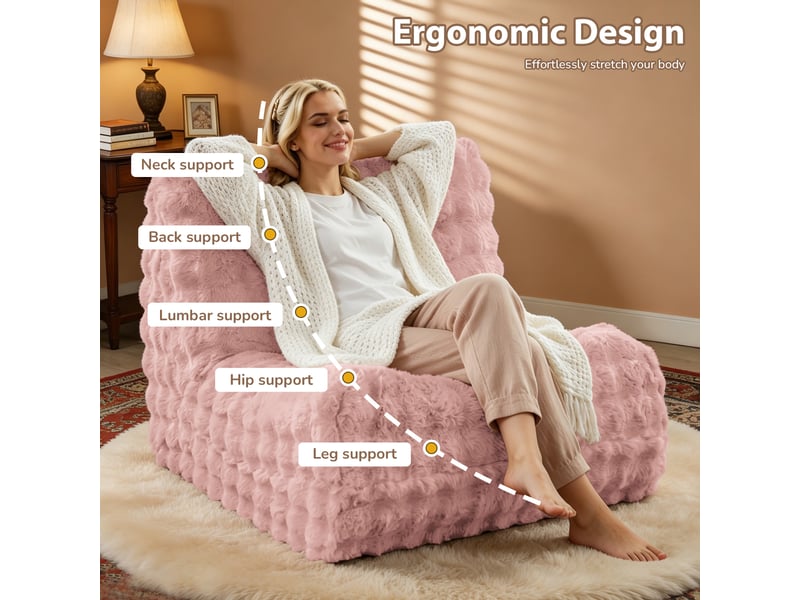  Fauteuil de sol avec dossier en flanelle rose T3800P541322 - Conforama D