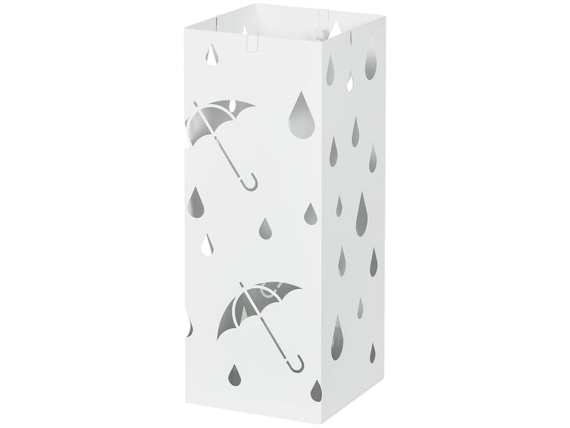  Porte-parapluie en métal avec 4 crochets et bac égouttoir, 15,5 x 15,5 x 41 cm, blanc  - Conforama B