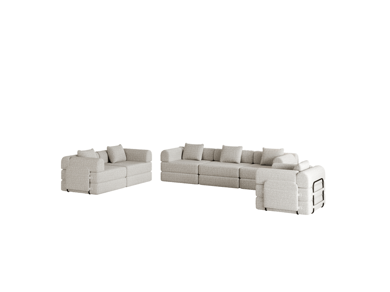  Canapé convertible 6 places 274x183,8x69,8 cm rangement d'accoudoir kaki sans matelas  - Conforama A