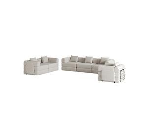 Canapé convertible 6 places 274x183,8x69,8 cm rangement d'accoudoir kaki sans matelas