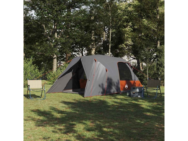 Tente de camping, tente dôme 4-personnes 4 personne gris et orange shl98507 - Conforama B