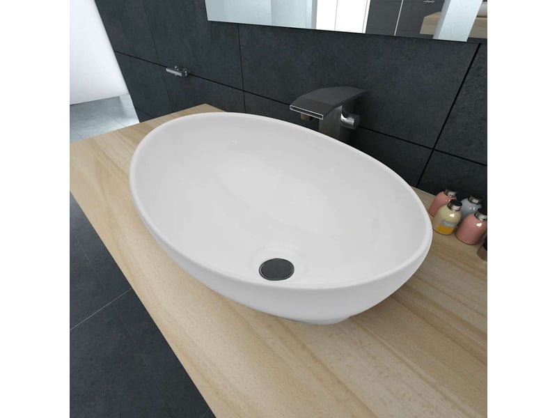 Lavabo de bain, vasque à poser céramique 40 x 33 cm ovale blanc cf65640  - Conforama B