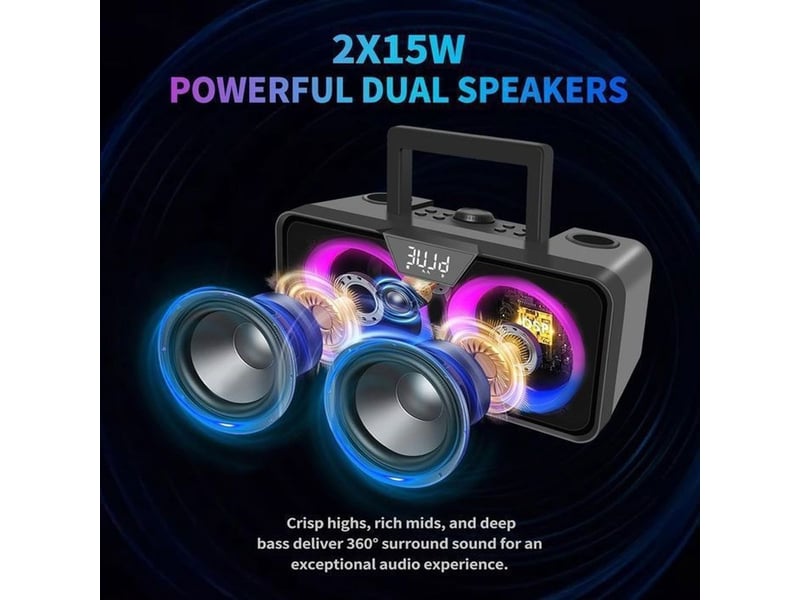  Systeme karaoke portable 30w bluetooth 5.0 2 micros uhf sans fil  - Conforama B