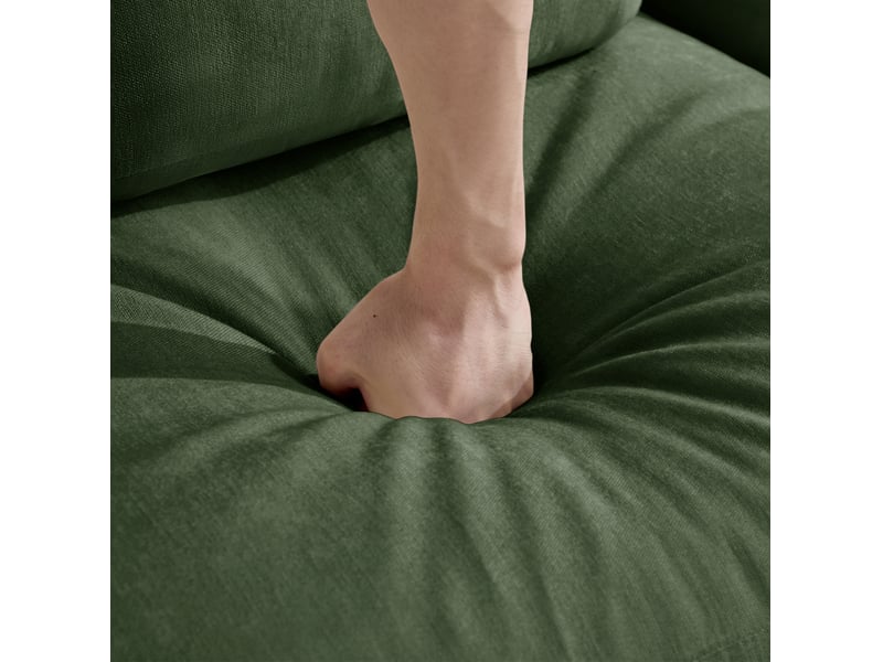  Canapé droit modulaire 3 places 253x88x88 cm, accoudoirs et coussins de soutien, cadre en bois, chenille, vert  - Conforama E