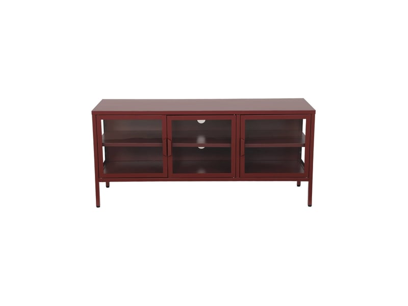  Meuble tv industriel métal et verre trempé 3 portes 120cm bordeaux - arkansas  - Conforama B