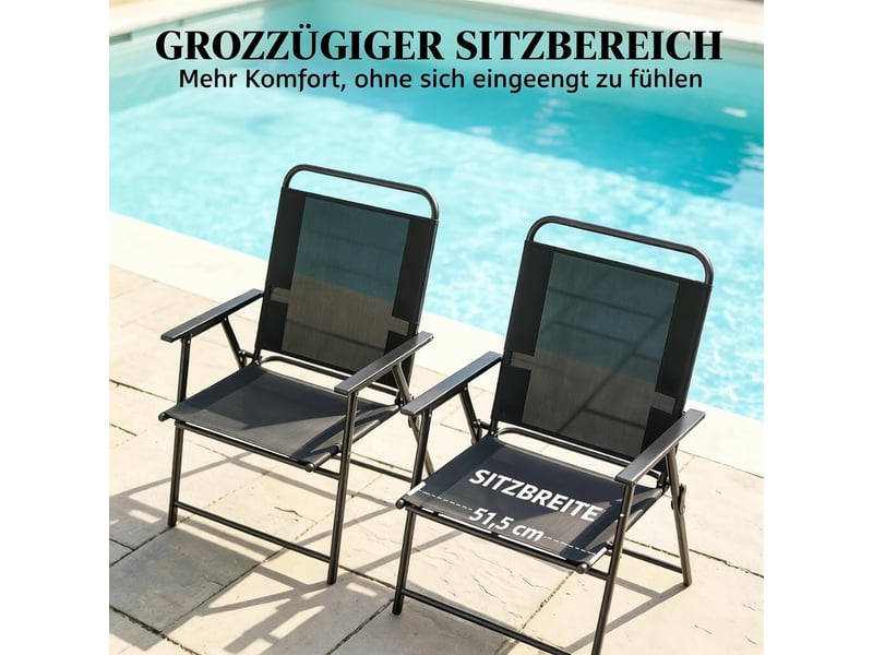 Lot de 4 chaises d'extérieur pliantes en acier et textilène noir T5828P544331 - Conforama D