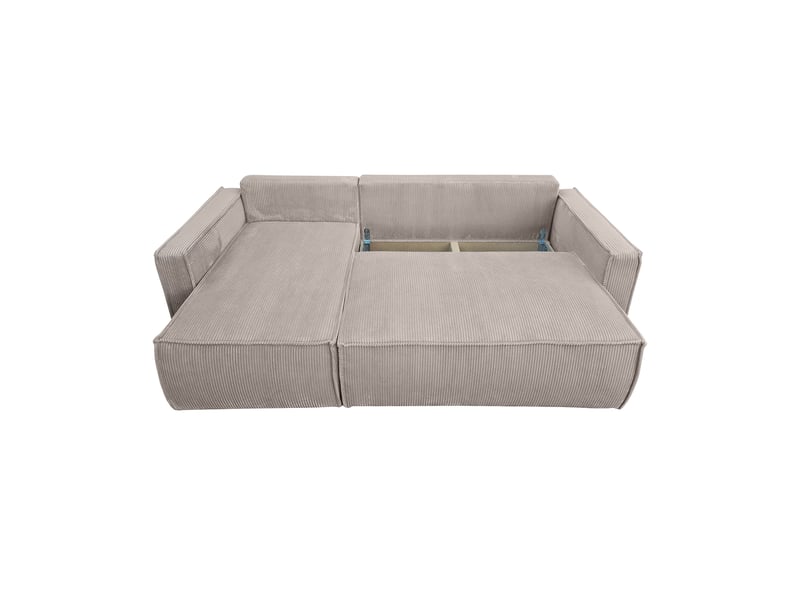  Canapé d'angle réversible et convertible en velours côtelé beige  - Conforama C