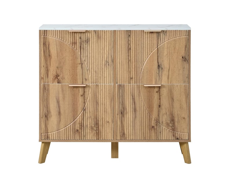  Meuble à chaussures 4 portes abattantes en mdf et bois massif naturel 105x24x95,5 cm - pangivo  - Conforama A