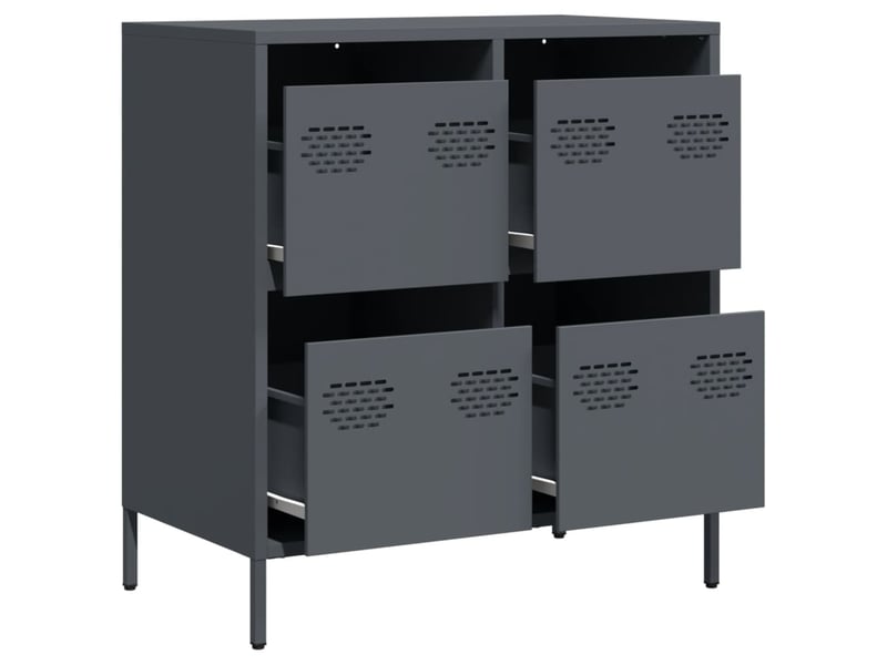  Buffet - bahut - meuble de rangement anthracite 68x39x73,5 cm acier laminé à froid  - Conforama D