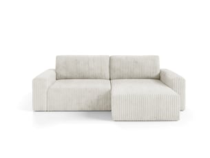 Canapé d'angle réversible convertible 4 places Velours côtelé beige avec coffre de rangement