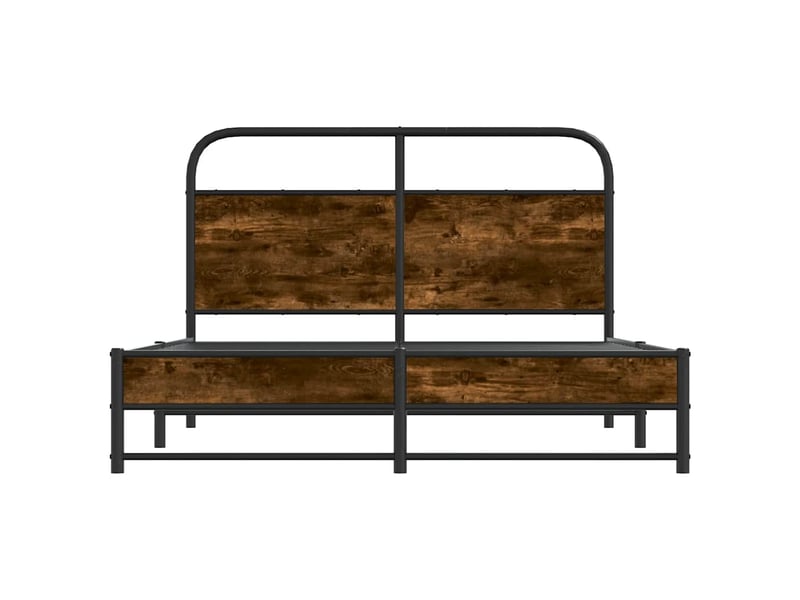  Lit double- lit adulte -  cadre de lit sans matelas 140x190 cm chêne fumé bois ingénierie  - Conforama D