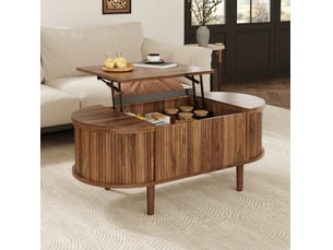 Table basse ovale coloris bois foncé <strong>MAISENTIEL</strong> <strong></strong> - 48 cmx100 cm