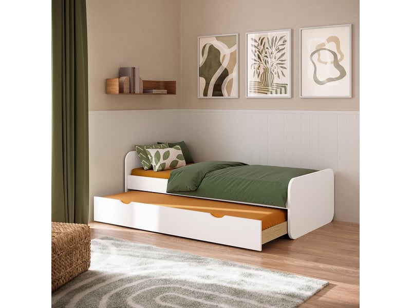  Lit gigogne 90x200 cm lupin  blanc Lupin - Conforama C