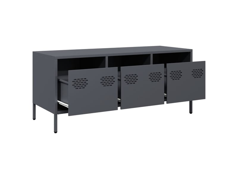  Meuble tv - banc tv - meuble de rangement anthracite 101,5x39x43,5 cm acier laminé à froid  - Conforama E