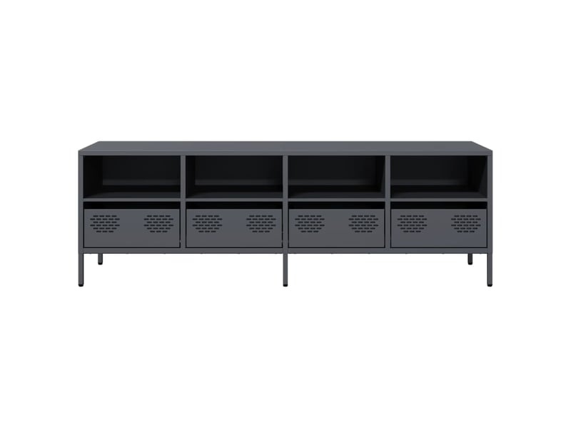  Meuble tv - banc tv - meuble de rangement anthracite 135x39x43,5 cm acier laminé à froid  - Conforama D