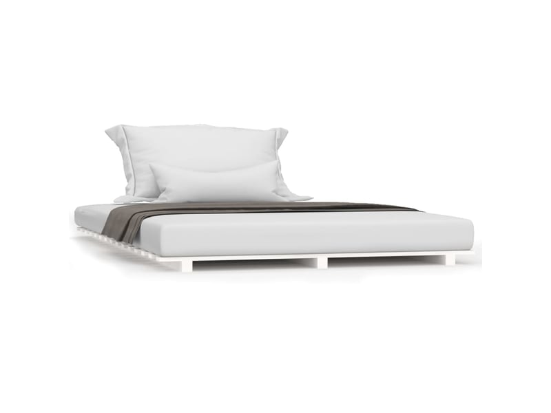  Lit double- lit adulte -  cadre de lit sans matelas blanc 120x190 cm bois de pin massif  - Conforama A