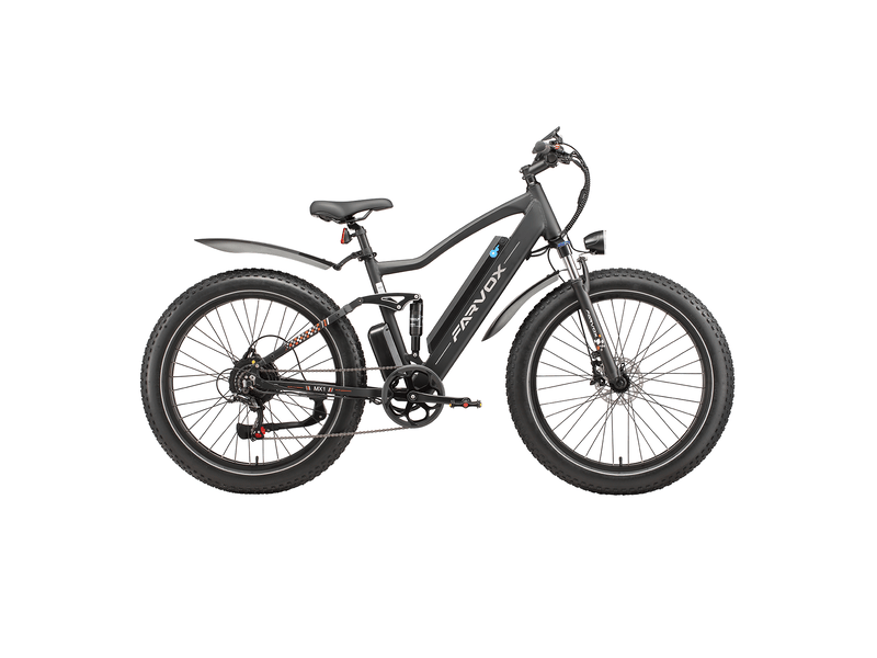  Vélo électrique farvox mx1, fatbike 26, 624 wh, double suspension, noir et rouge  - Conforama A