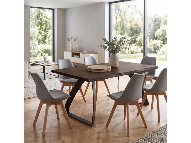 Table fixe 160x90 en chêne et métal timber - bois neutre - Conforama B