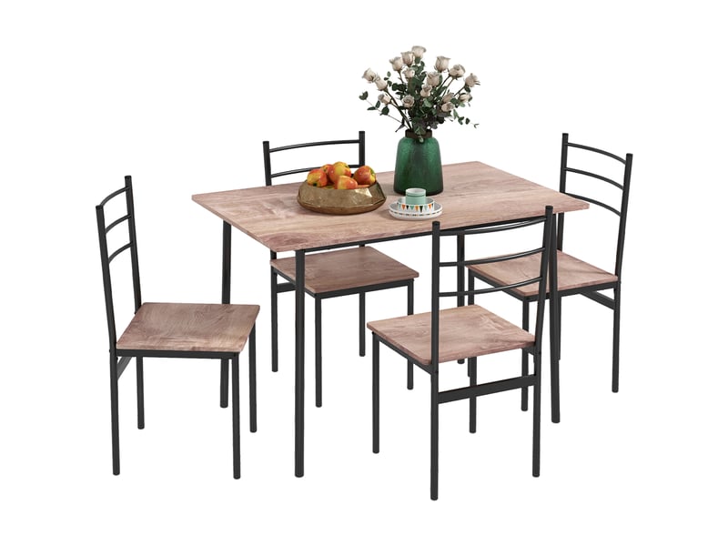  Ensemble table et chaises 5 pièces peu encombrant comprenant une table de cuisine rectangulaire et 4 chaises modernes, en mdf et acier  - Conforama A