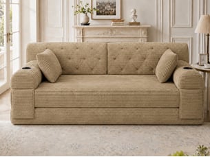 Canapé droit compressé convertible <strong>LEYTN</strong> <strong></strong> 3 places Tissu marron