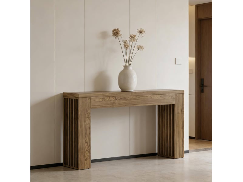  Table console 150x30x80 cm, style campagne, mdf, marron  - Conforama E