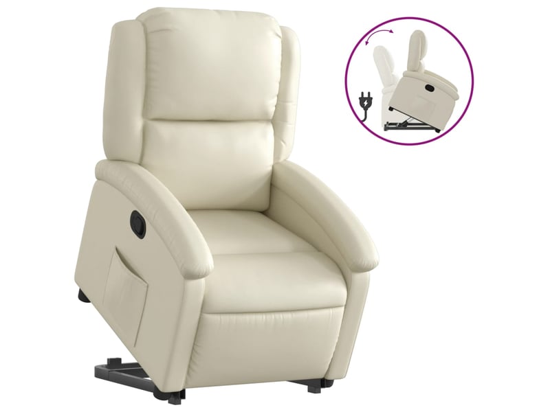 Fauteuil inclinable salon, fauteuil relax crème similicuir shl96866 - Conforama A