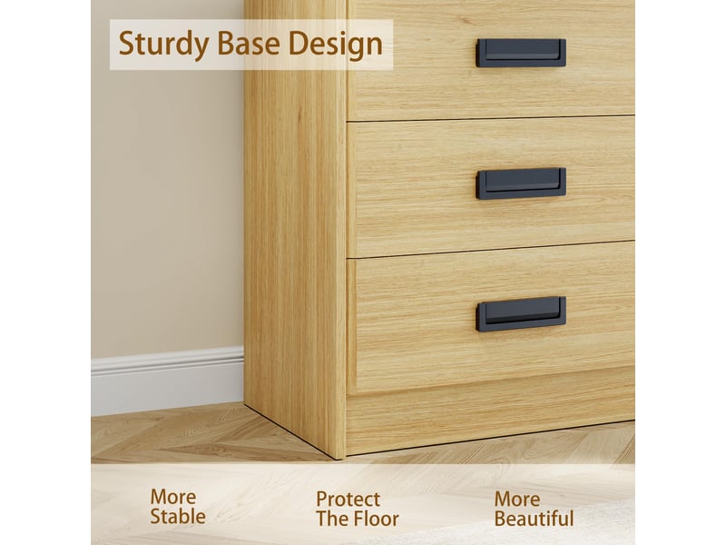 Commode de chambre à coucher avec 3 tiroirs - meuble de rangement compact en mdf, organisateur de stockage pour la maison-naturel PHK_38CYKHJN - Conforama C