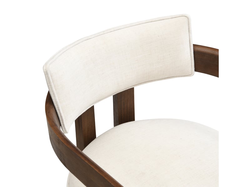  Lot de 4 chaises de salle à manger,avec accoudoirs,lin,coloris noyer  - Conforama D