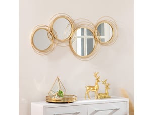 Décoration murale 4 miroirs ronds 107x56 cm – doré – cadres métalliques entrelacés pour intérieur