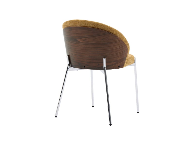  Lot de 2 chaises bois de peuplier teinté noyer. Acier chromé et tissu texturé moutarde - paul  - Conforama C