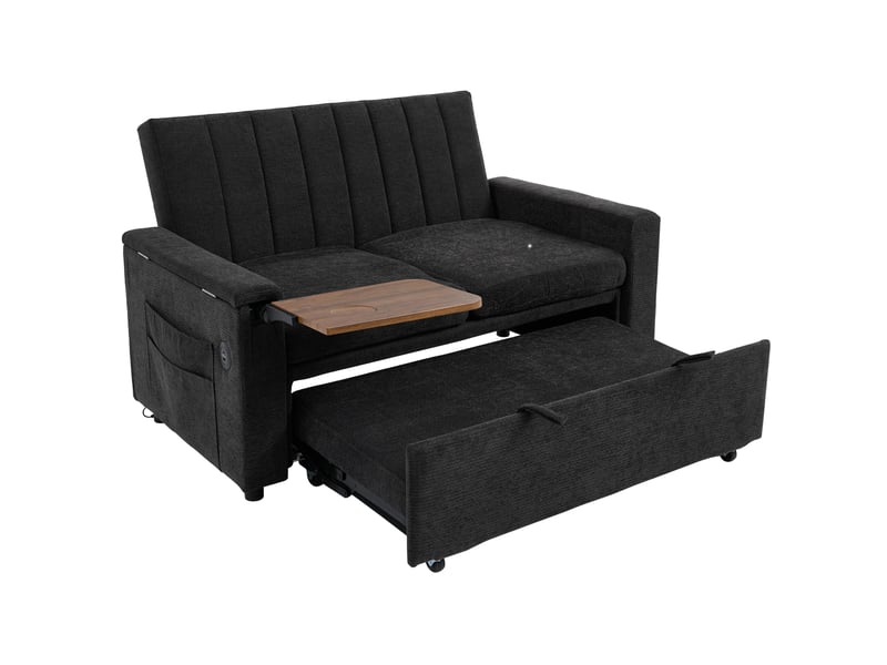  Canapé convertible 2 places 3-en-1 en chenille gris foncé, 140x84,5x84 cm  - Conforama E
