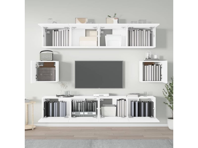  Ensemble de meubles tv - banc tv - meuble de rangement 6 pcs blanc bois d'ingénierie  - Conforama C